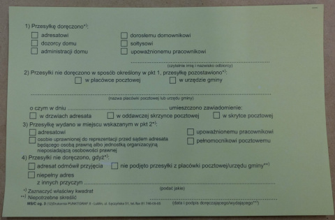 Potwierdzenie odbioru jednostronne RÓŻNE KOLORY Potwierdzenie odbioru jednostronne RÓŻNE KOLORY